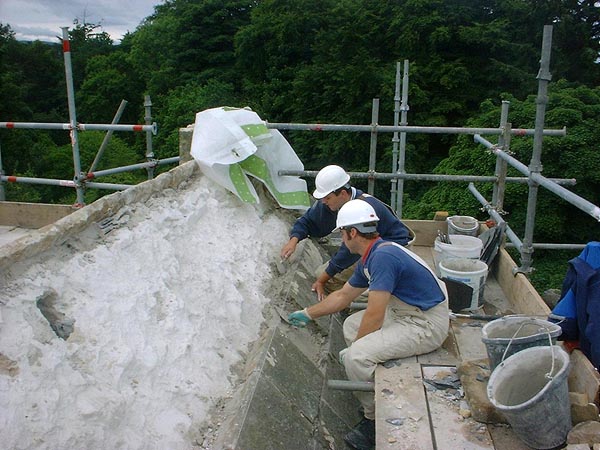 Phase 1: During works: consolidation of sub-base prior to rebuilding slab stones.